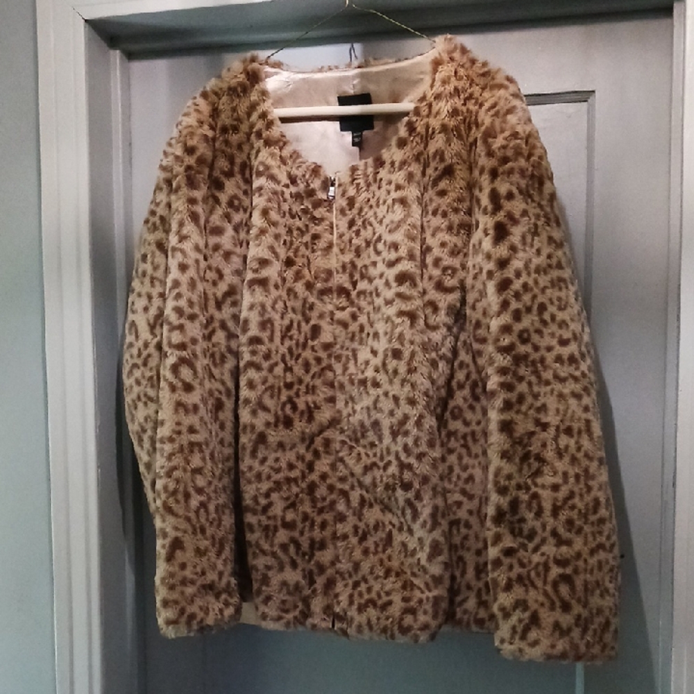Lane Bryant Animal Print Teddy Jacket